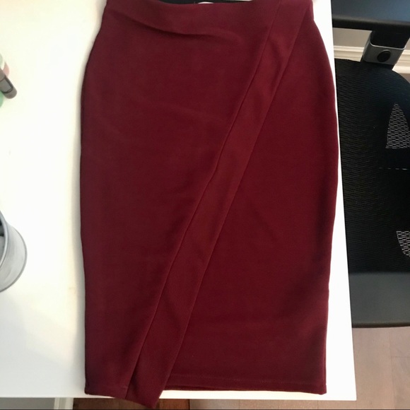 Zara Wine Midi Bandage Pencil Skirt - Picture 3 of 8